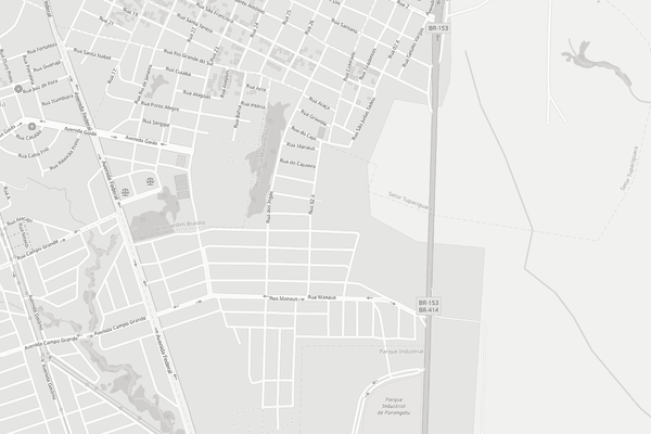 Mapa de Porangatu com o Residencial Marlene Vaz, a Avenida Federal e a BR-153; o ponto vinho marca a oficina